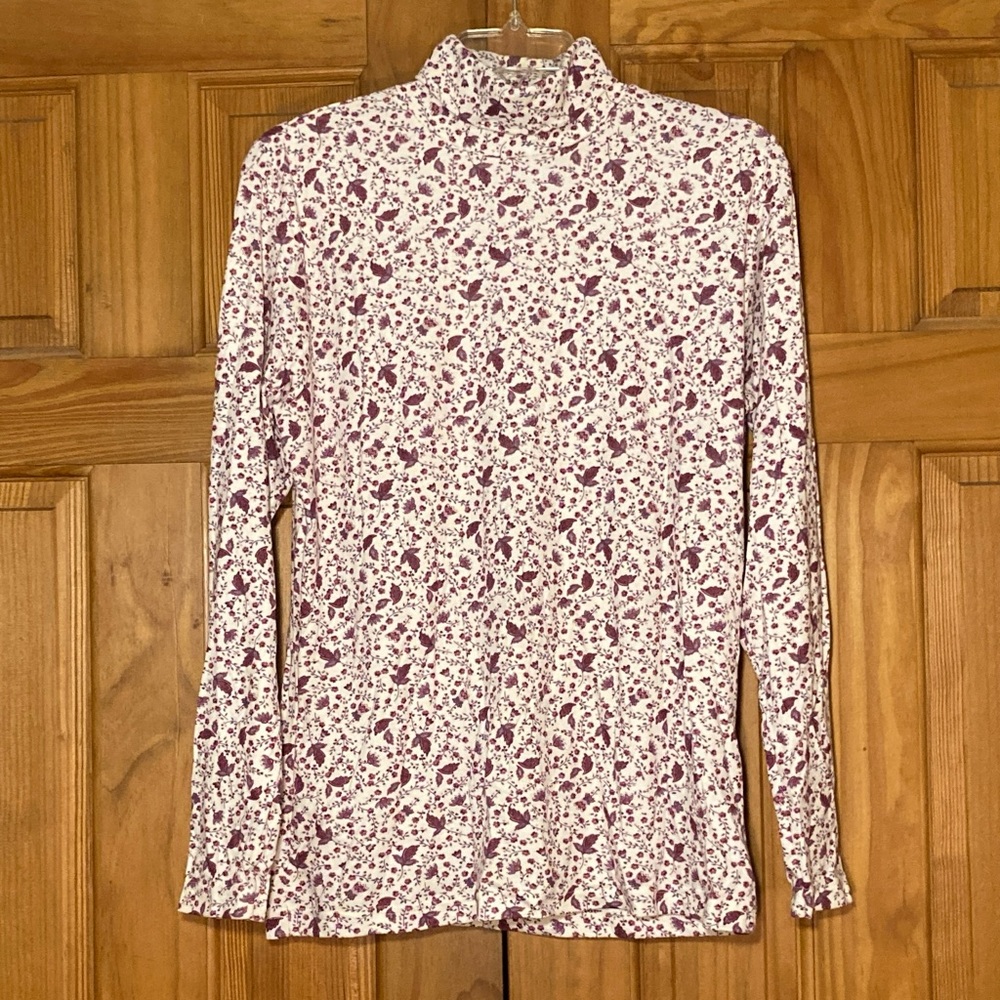 NWOT Bobbie Brooks Vintage 90s Turtleneck Long Sleeve Blouse Pink White L Large